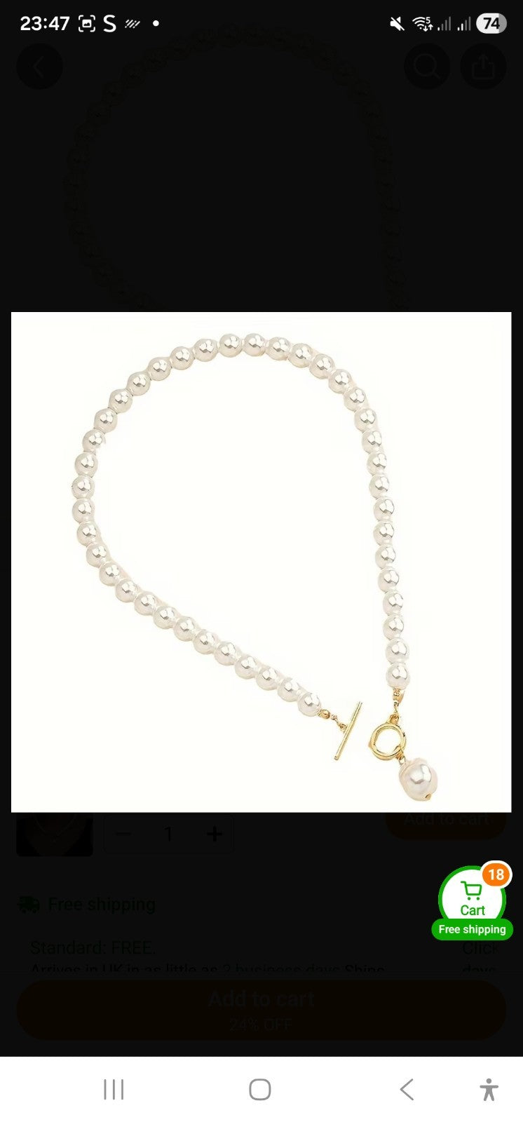 Baroque Pearl Necklace Earrings Set French Retro Gold Toggle Clavicle Chain