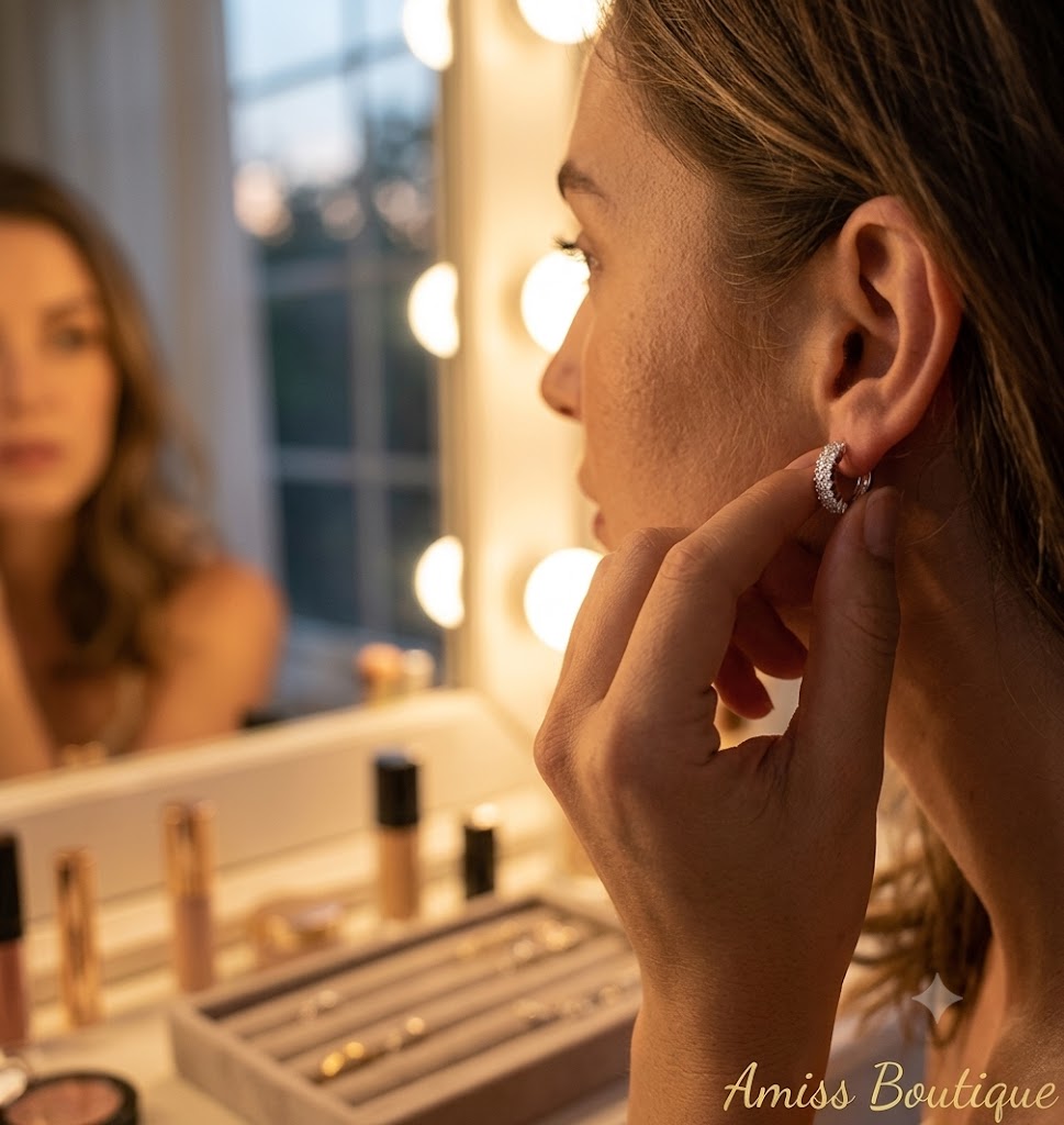 925 Sterling Silver Double Row Crystal Hoop Earrings | Zircon Huggie Hoops | Sparkling Round Stud Earrings