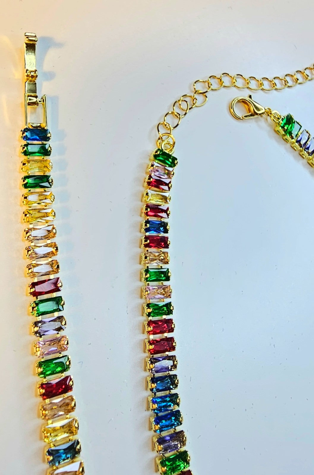 Sparkling Tennis Bracelet and Necklace Gold-plated- Minimalistic- Party or gift