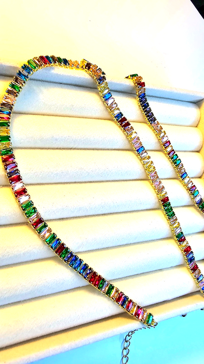 Sparkling Tennis Bracelet and Necklace Gold-plated- Minimalistic- Party or gift