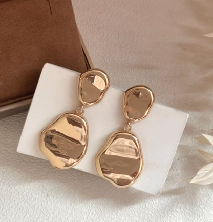 Elegant Gold Irregular Geometric Drop Earrings