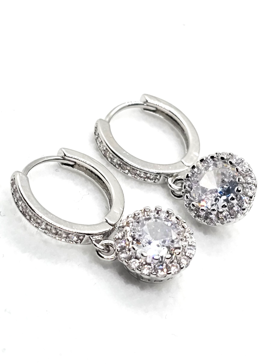 Luxury Elegant Sparkling 925 Sterling Silver 1 Carat Moissanite Round Earrings