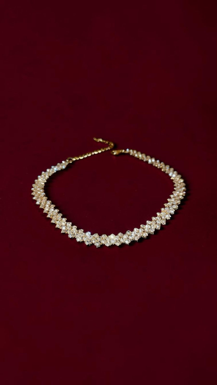 Gold Rhinestone Choker Necklace Geometric Crystal Tennis Chain Statement PartyUK