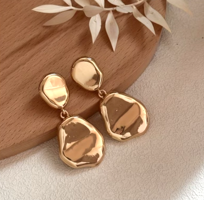 Elegant Gold Irregular Geometric Drop Earrings