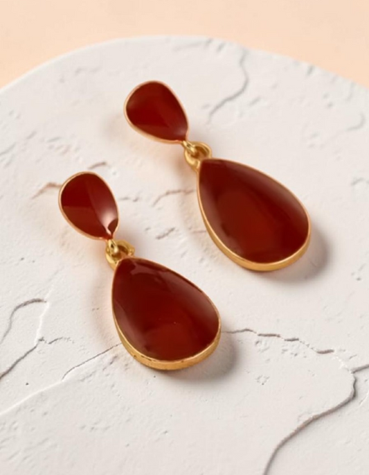 Vintage Red Teardrop Earrings Gold Geometric Water Drop Aesthetic Jewelry