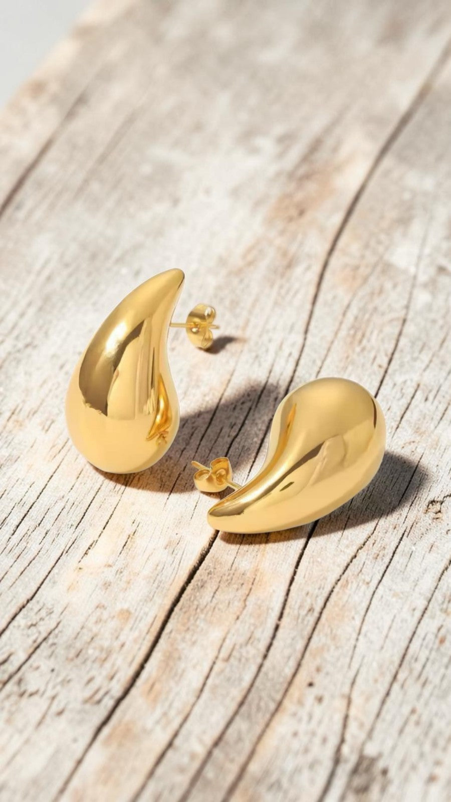 ​18K Gold Plated Stainless Steel Earrings Chunky  Vintage Stud 30 mm