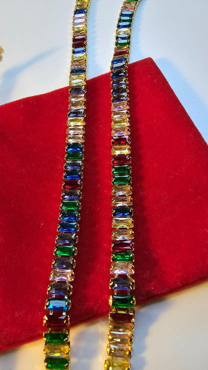 Sparkling Tennis Bracelet and Necklace Gold-plated- Minimalistic- Party or gift