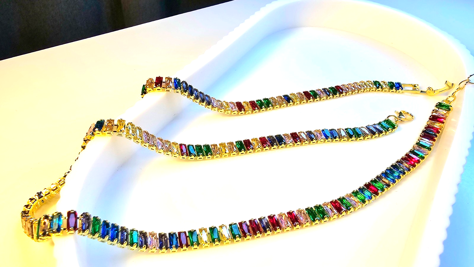 Sparkling Tennis Bracelet and Necklace Gold-plated- Minimalistic- Party or gift