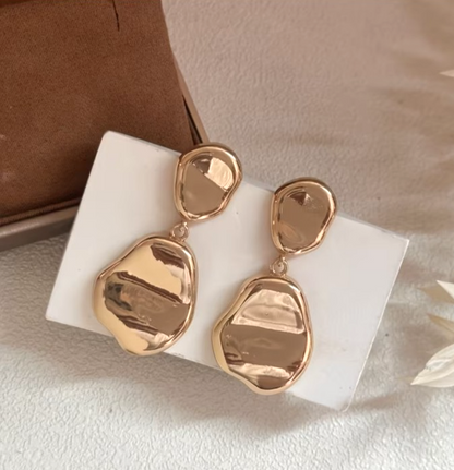Elegant Gold Irregular Geometric Drop Earrings