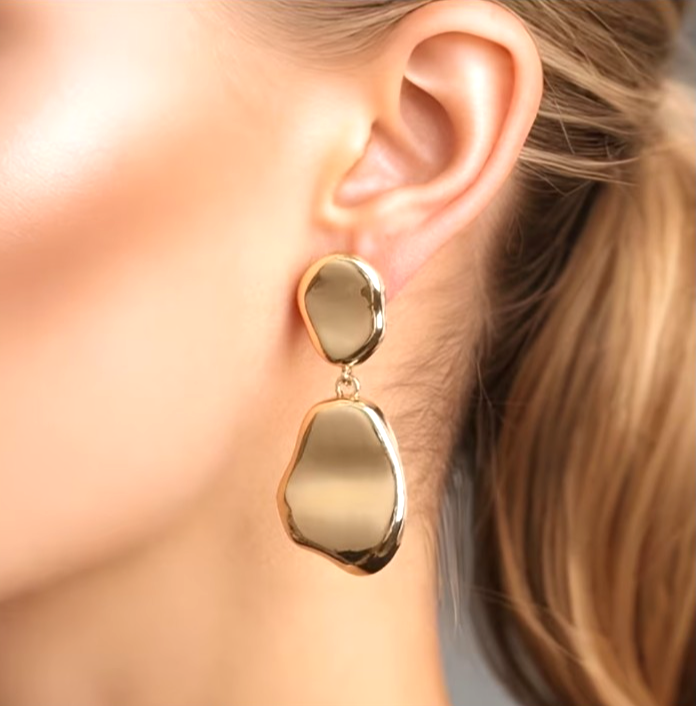 Elegant Gold Irregular Geometric Drop Earrings