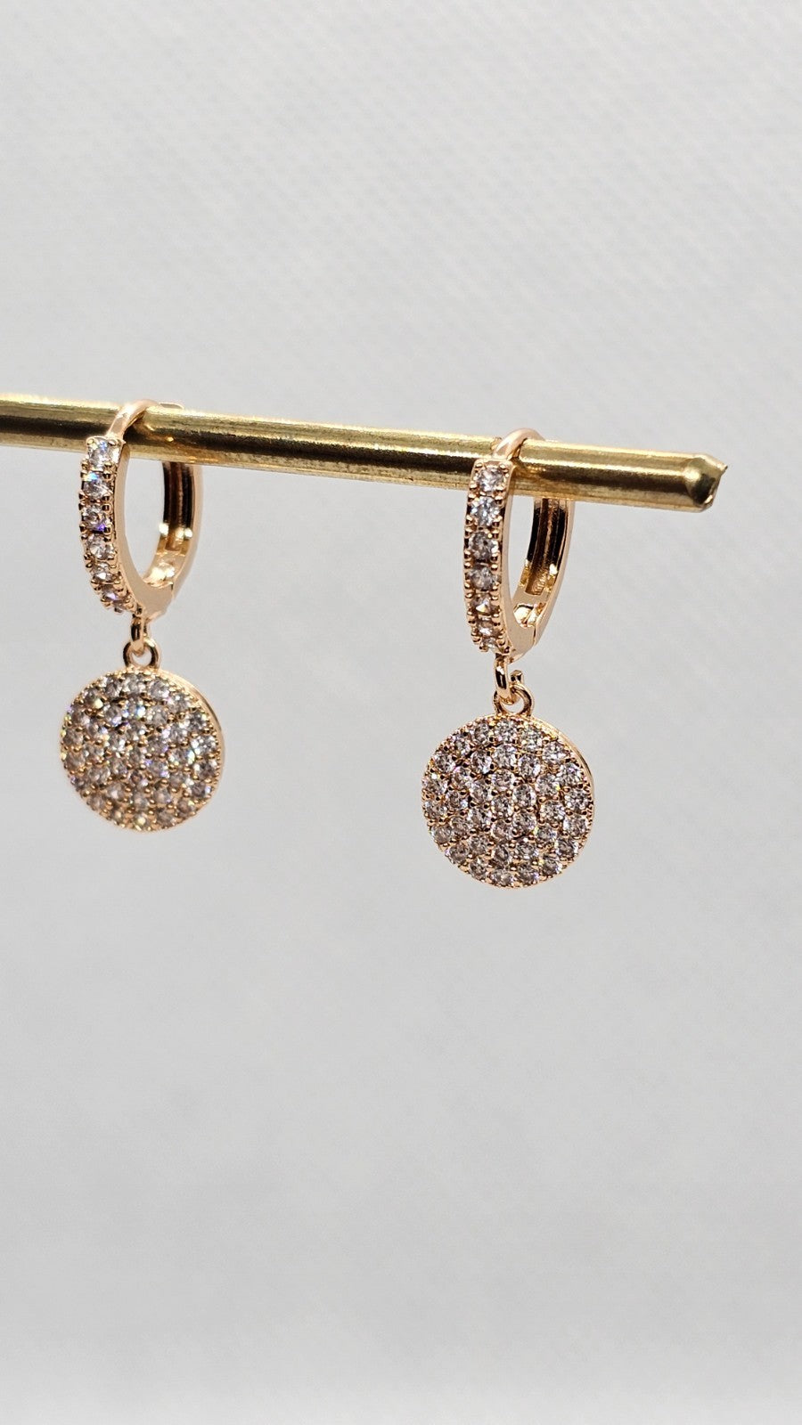 Gold Hoop Earrings With Crystal Pave Circle Dangle – Sparkly Statement Earrings