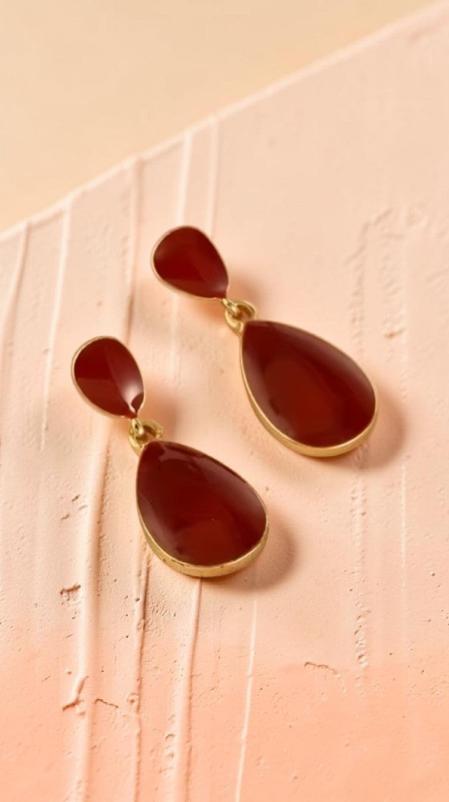 Vintage Red Teardrop Earrings Gold Geometric Water Drop Aesthetic Jewelry
