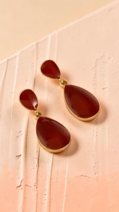 Vintage Red Teardrop Earrings Gold Geometric Water Drop Aesthetic Jewelry