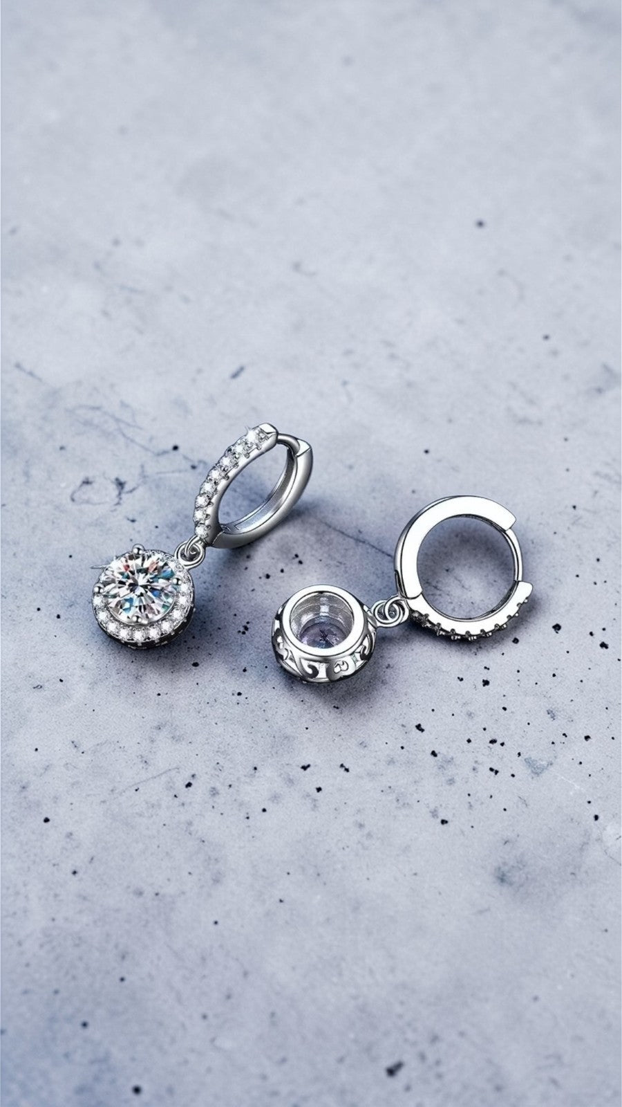 Luxury Elegant Sparkling 925 Sterling Silver 1 Carat Moissanite Round Earrings