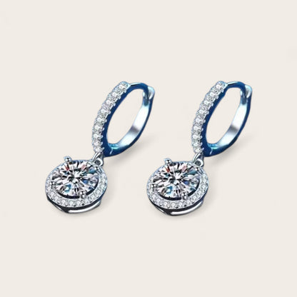 Luxury Elegant Sparkling 925 Sterling Silver 1 Carat Moissanite Round Earrings