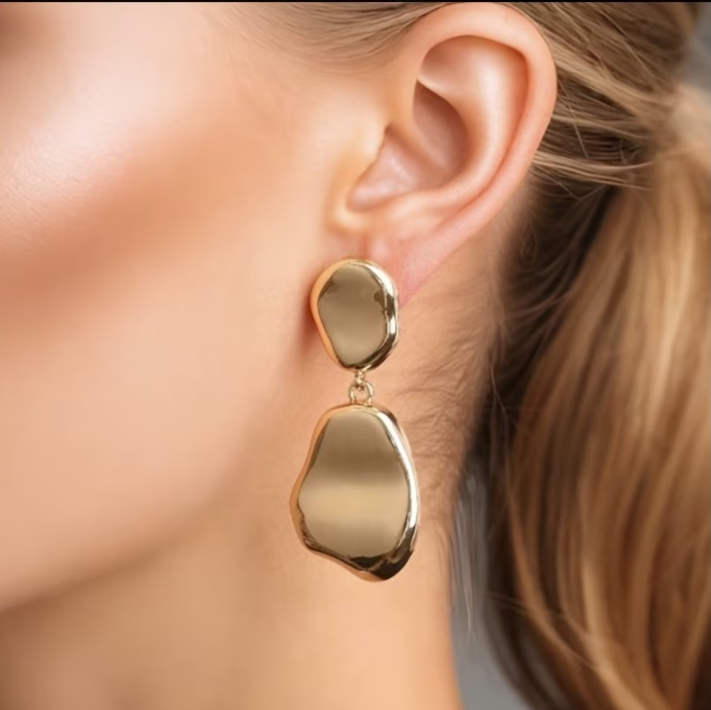 Elegant Gold Irregular Geometric Drop Earrings