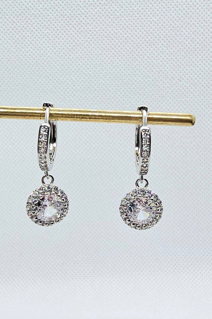 Luxury Elegant Sparkling 925 Sterling Silver 1 Carat Moissanite Round Earrings