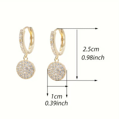 Gold Hoop Earrings With Crystal Pave Circle Dangle – Sparkly Statement Earrings
