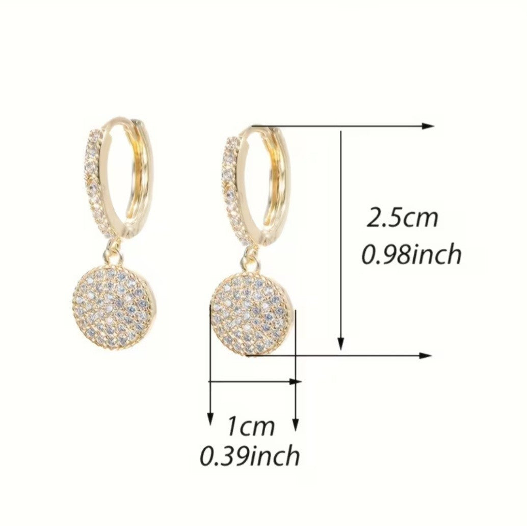 Gold Hoop Earrings With Crystal Pave Circle Dangle – Sparkly Statement Earrings
