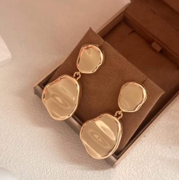 Elegant Gold Irregular Geometric Drop Earrings