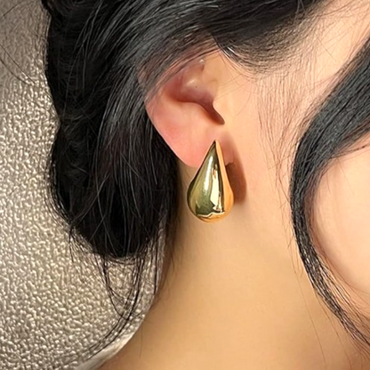 ​18K Gold Plated Stainless Steel Earrings Chunky  Vintage Stud 30 mm