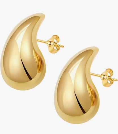 ​18K Gold Plated Stainless Steel Earrings Chunky  Vintage Stud 30 mm
