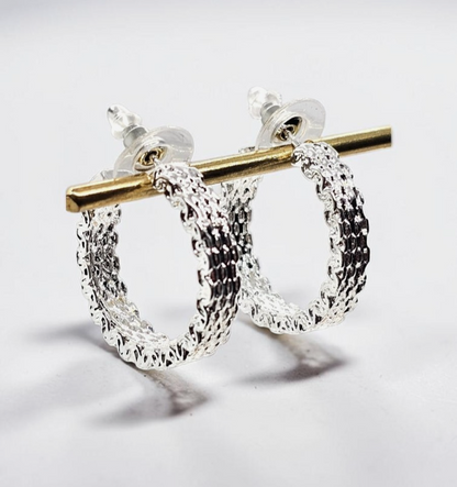 Elegant Silver Textured Hoop Earrings • Lightweight • Everyday Wear • Gift Idea