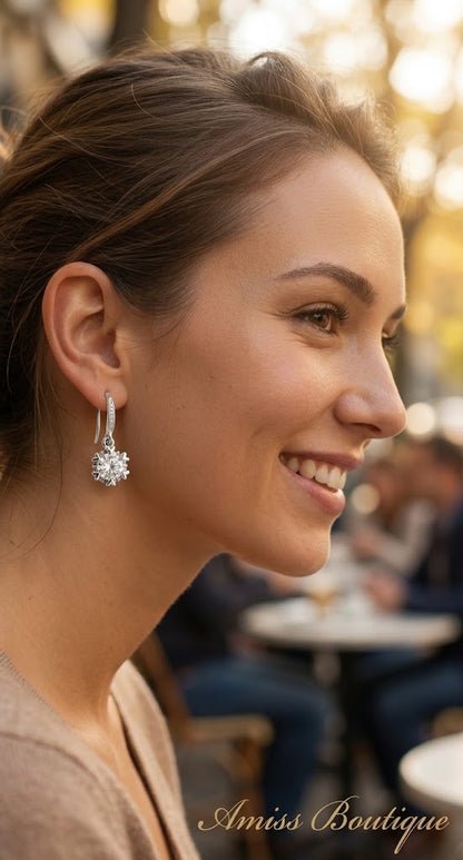 925 Sterling Silver Crystal Drop Earrings Sparkling Statement Earrings for Women