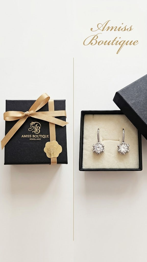 925 Sterling Silver Crystal Drop Earrings Sparkling Statement Earrings for Women