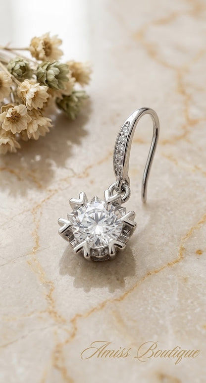 925 Sterling Silver Crystal Drop Earrings Sparkling Statement Earrings for Women