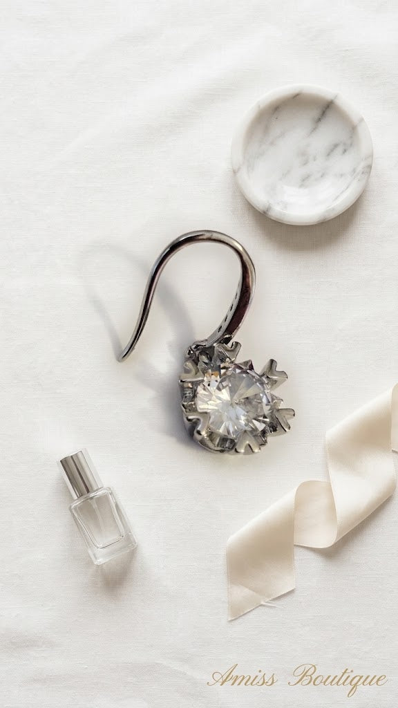 925 Sterling Silver Crystal Drop Earrings Sparkling Statement Earrings for Women