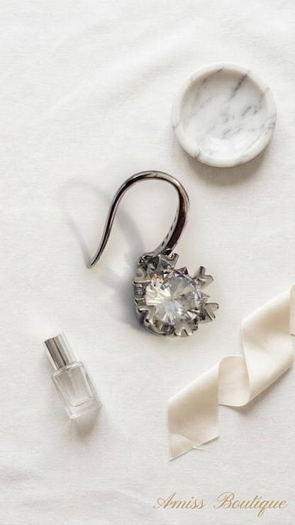 925 Sterling Silver Crystal Drop Earrings Sparkling Statement Earrings for Women