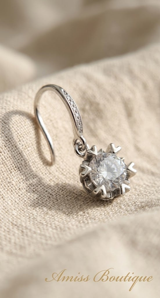 925 Sterling Silver Crystal Drop Earrings Sparkling Statement Earrings for Women