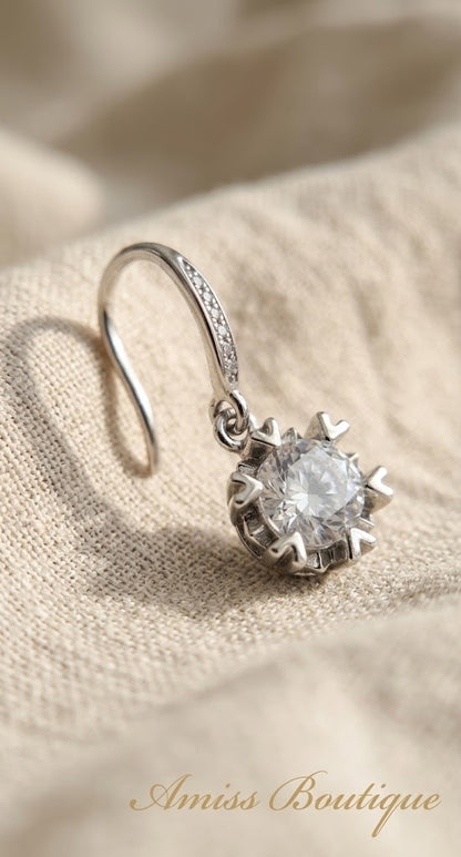 925 Sterling Silver Crystal Drop Earrings Sparkling Statement Earrings for Women