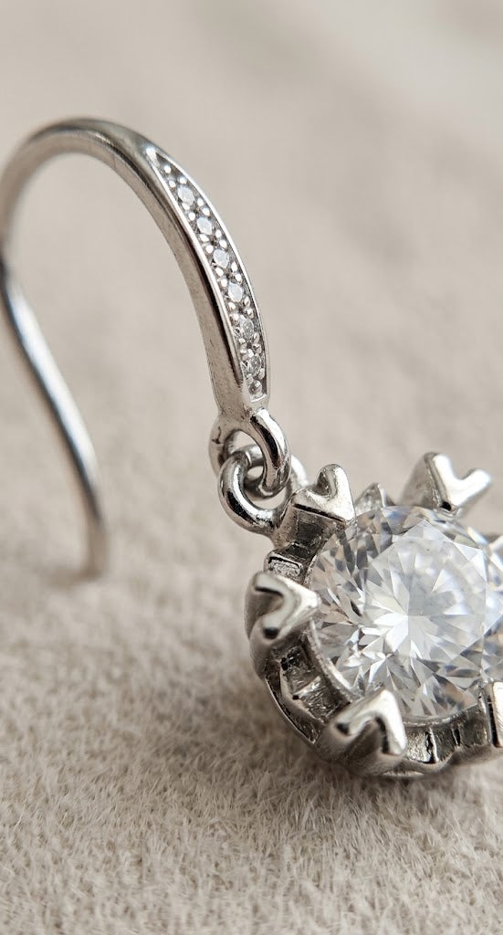 925 Sterling Silver Crystal Drop Earrings Sparkling Statement Earrings for Women