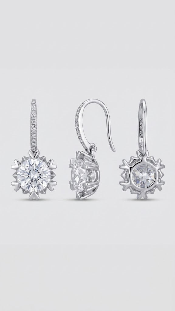925 Sterling Silver Crystal Drop Earrings Sparkling Statement Earrings for Women