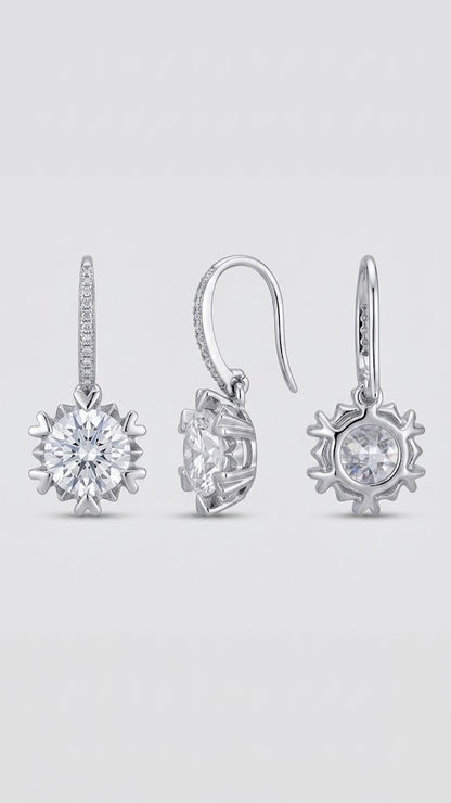 925 Sterling Silver Crystal Drop Earrings Sparkling Statement Earrings for Women