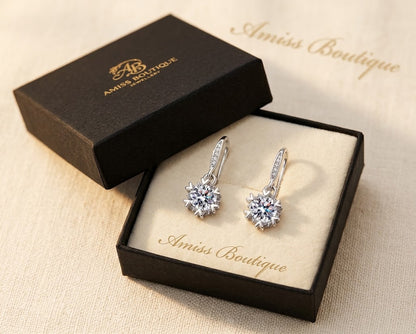 925 Sterling Silver Crystal Drop Earrings Sparkling Statement Earrings for Women